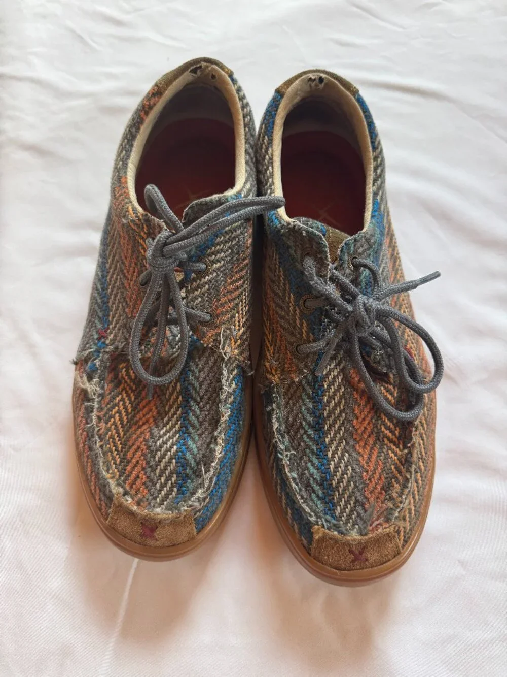Twisted X Herringbone Tweed Lace-Up Moccasin Shoes Size 7